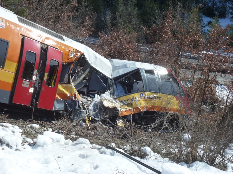 Railway damaged by a rockfall